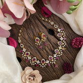 Vriksham Fancy Red Ad Stone Short Neckpiece-Tear drop-G15910